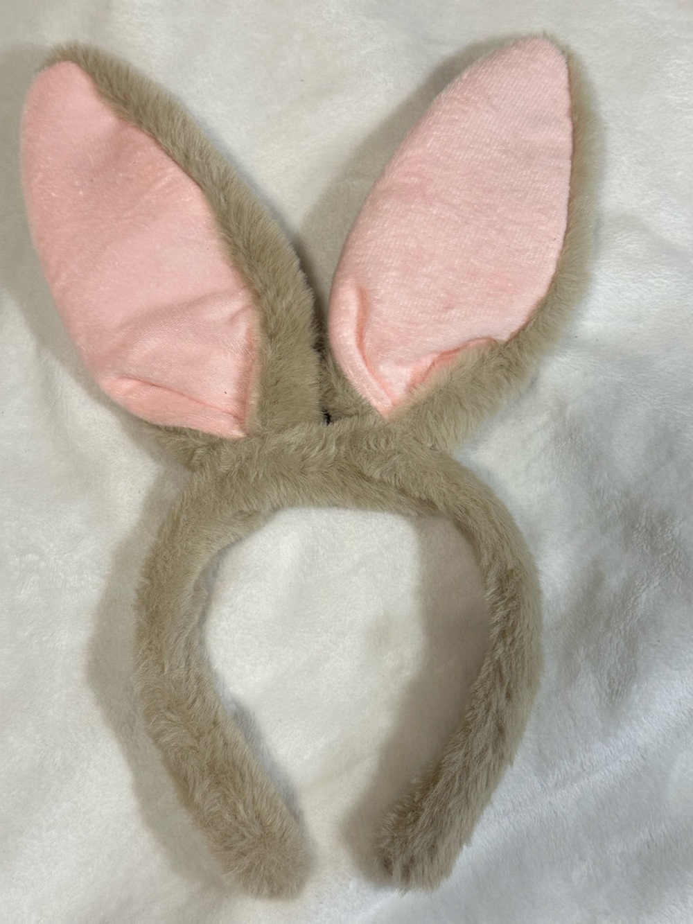Plush Bunny Ear Headband - Pink & Taupe - NWOT